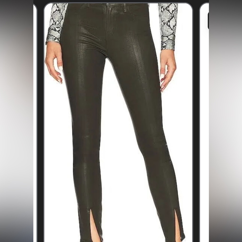 $268 L’AGENCE Jyothi Army coated high waisted skinny jeans Split ankle 23‎